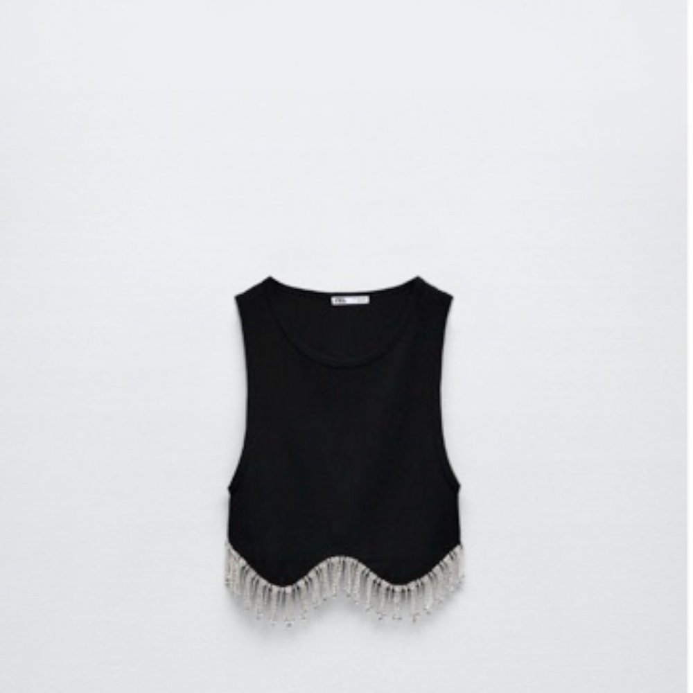 NWT Zara Seamless Rhinestone Top XS-S